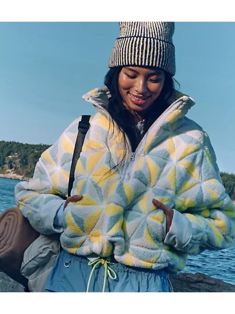 Free People Mountain High 3D Fleece Jacket Retro Cozy Insulated Outdoors Women S